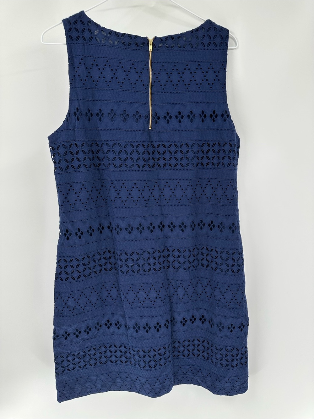Heyton Navy Eyelet Sheath Dress NWT Pockets Sz 8 Preppy Summer - Picture 3 of 14